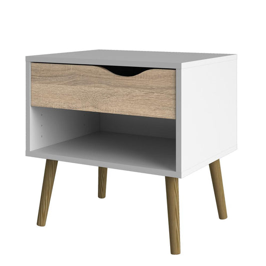 Diana 1 Drawer Nightstand - White/Oak Structure