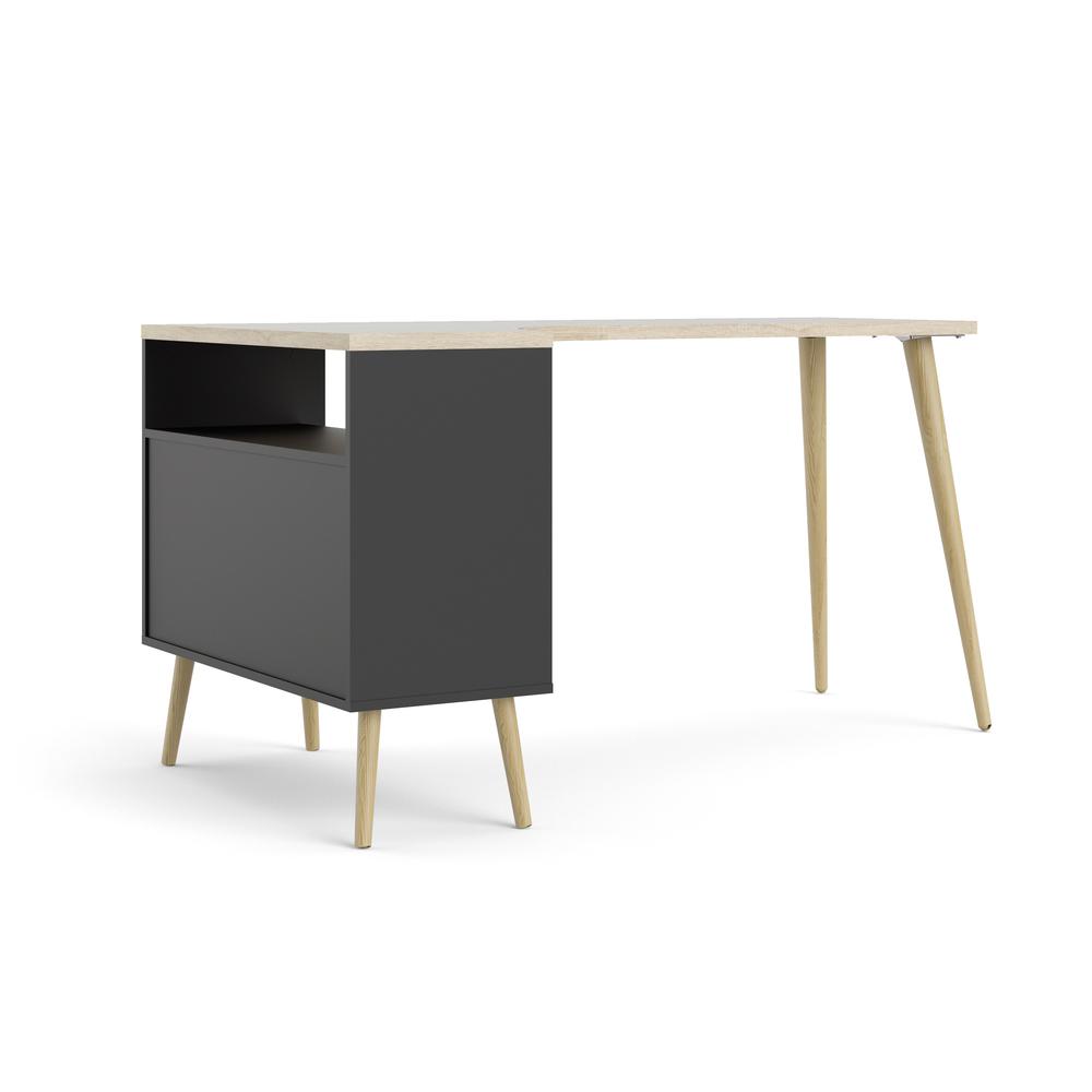 Diana 2 Drawer, 3 Shelf Desk, Black Matte/Oak Structure