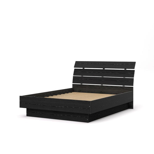 Scottsdale Queen Bed with Slat Roll, Black Wood Grain