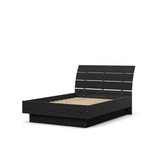 Scottsdale Full Bed with Slat Roll, Black Wood Grain