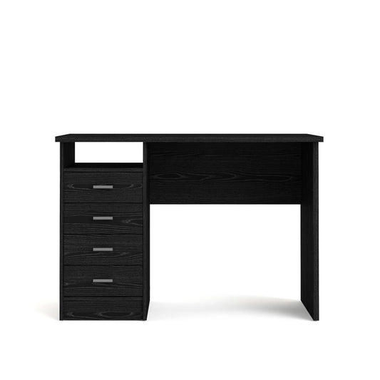 Desk with 4 Drawers Black Woodgrain