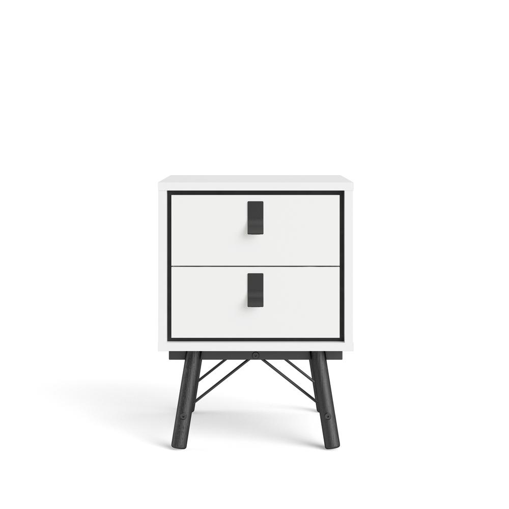 Ry 2 Drawer Nightstand, White Matte/Black