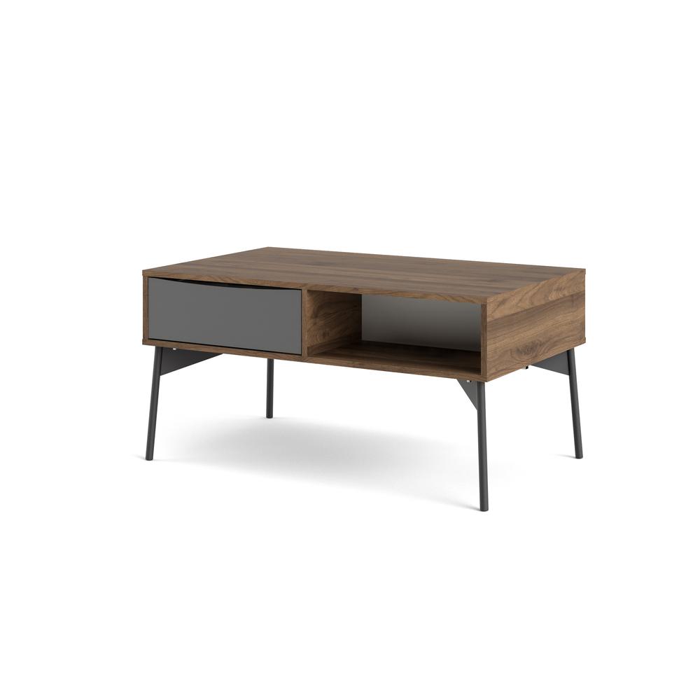 Fur Coffee Table with 1 Drawer, Walnut/White Matte/Grey