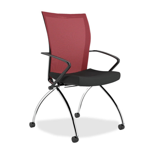 Valore TSH1 High Back Chair with Arms - Fabric Red Seat - Chrome Black Frame - 23" x 24" x 36.5" Overall Dimension