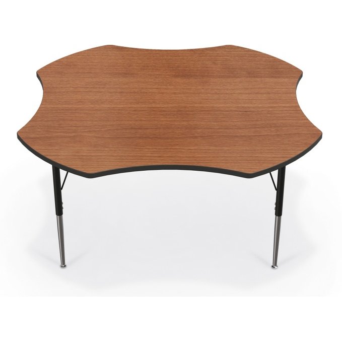 Activity Table - 60" Clover - Amber Cherry Top Surface - Black Edgeband