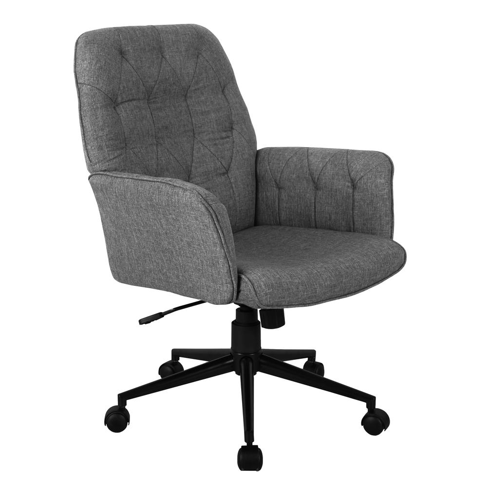 Techni Mobili Modern Upholstered Tufted Office Chair with Arms, Grey