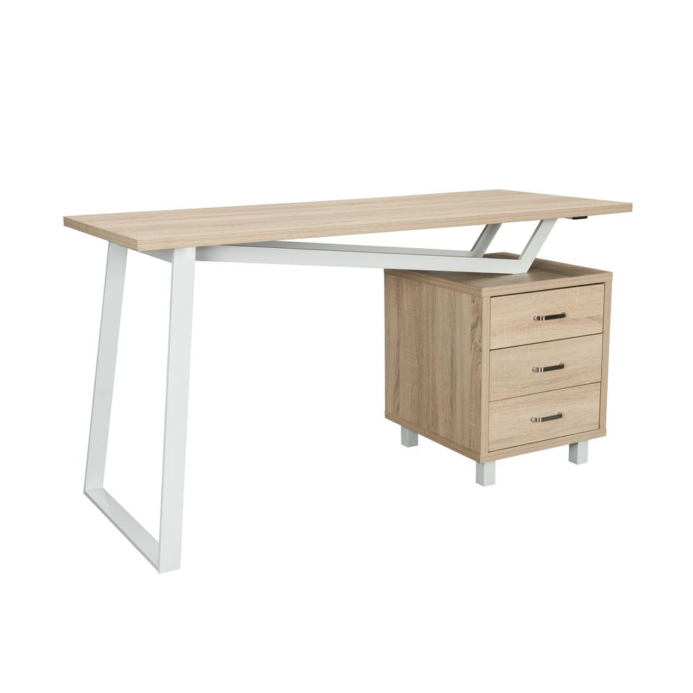 Modern Design Computer Desk with Storage. Color: Sand