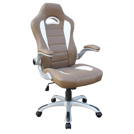 High Back Executive Sport Race Office Chair with Flip-Up Arms. Color: Camel