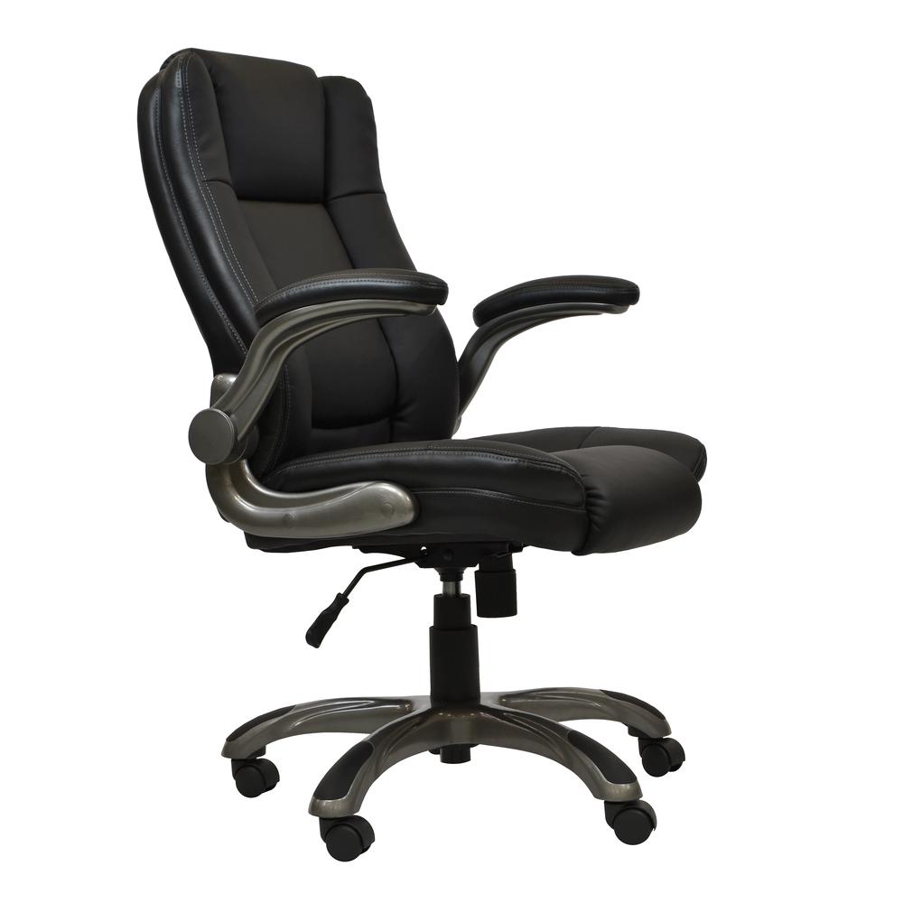 Medium Back Executive Office Chair with Flip-up Arms. Color: Black