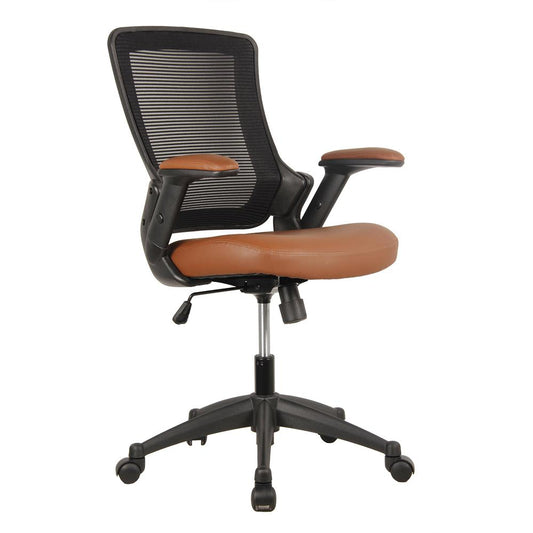 Mid-Back Mesh Task Office Chair with Height Adjustable Arms. Color: Brown