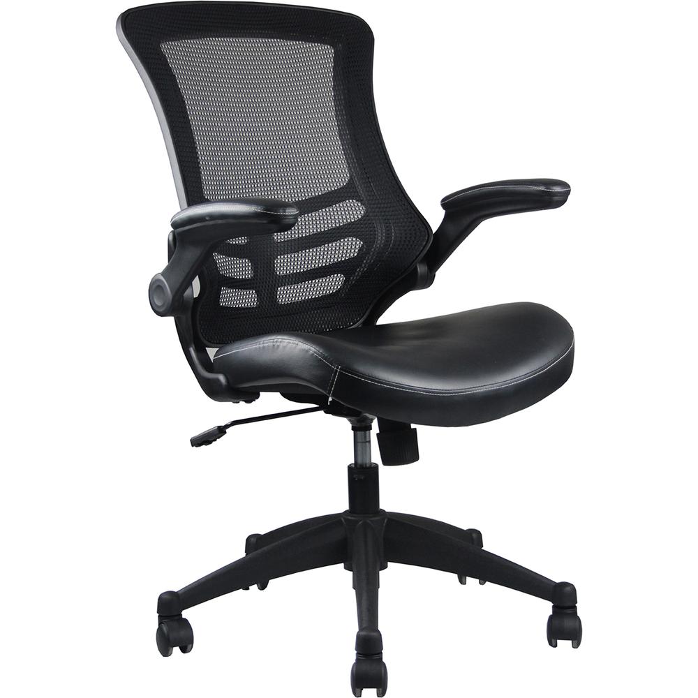 Stylish Mid-Back Mesh Office Chair With Adjustable Arms. Color: Black