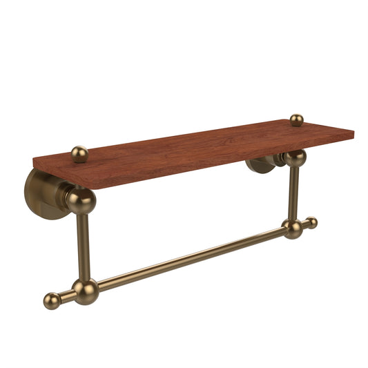 AP-1TB-16-IRW-BBR Astor Place Collection 16 Inch Solid IPE Ironwood Shelf with Integrated Towel Bar, Brushed Bronze