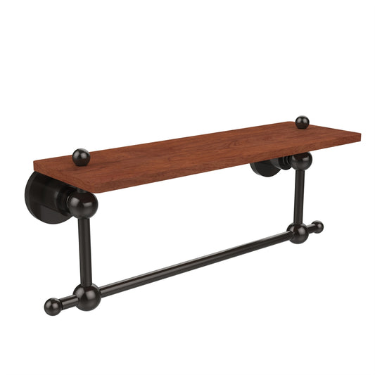 AP-1TB-16-IRW-ORB Astor Place Collection 16 Inch Solid IPE Ironwood Shelf with Integrated Towel Bar, Oil Rubbed Bronze