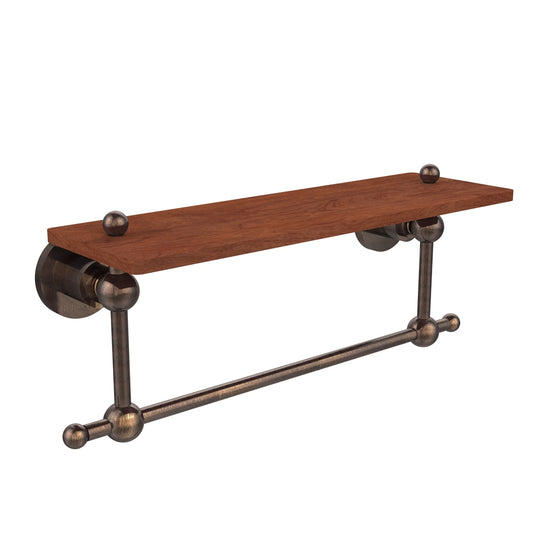 AP-1TB-16-IRW-VB Astor Place Collection 16 Inch Solid IPE Ironwood Shelf with Integrated Towel Bar, Venetian Bronze