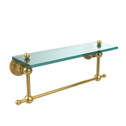 AP-1TB/16-PB Astor Place 16 Inch Glass Vanity Shelf with Integrated Towel Bar, Polished Brass