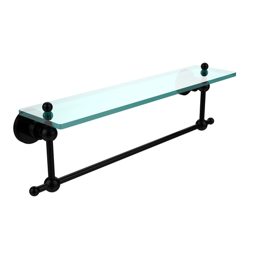 AP-1TB/22-BKM Astor Place 22 Inch Glass Vanity Shelf with Integrated Towel Bar, Matte Black