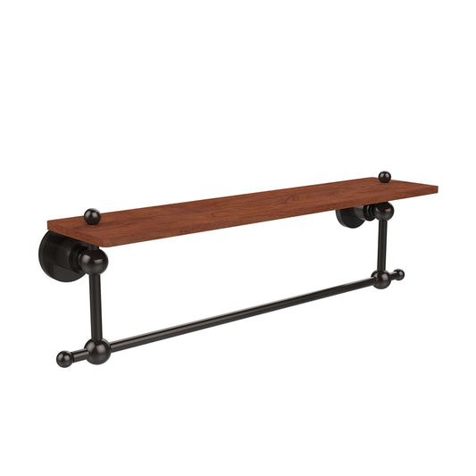 AP-1TB-22-IRW-ORB Astor Place Collection 22 Inch Solid IPE Ironwood Shelf with Integrated Towel Bar, Oil Rubbed Bronze