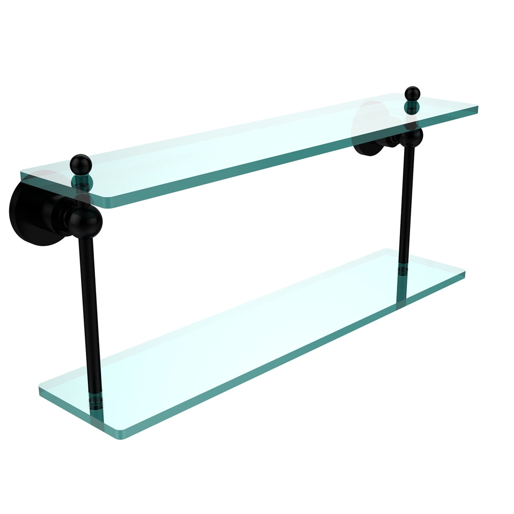 AP-2/22-BKM Astor Place Collection 22 Inch Two Tiered Glass Shelf, Matte Black