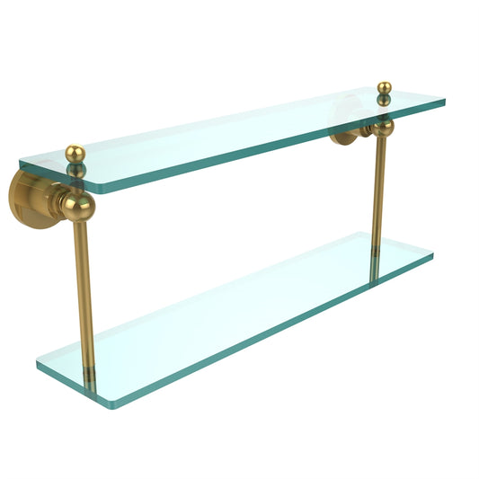 AP-2/22-PB Astor Place Collection 22 Inch Two Tiered Glass Shelf, Polished Brass