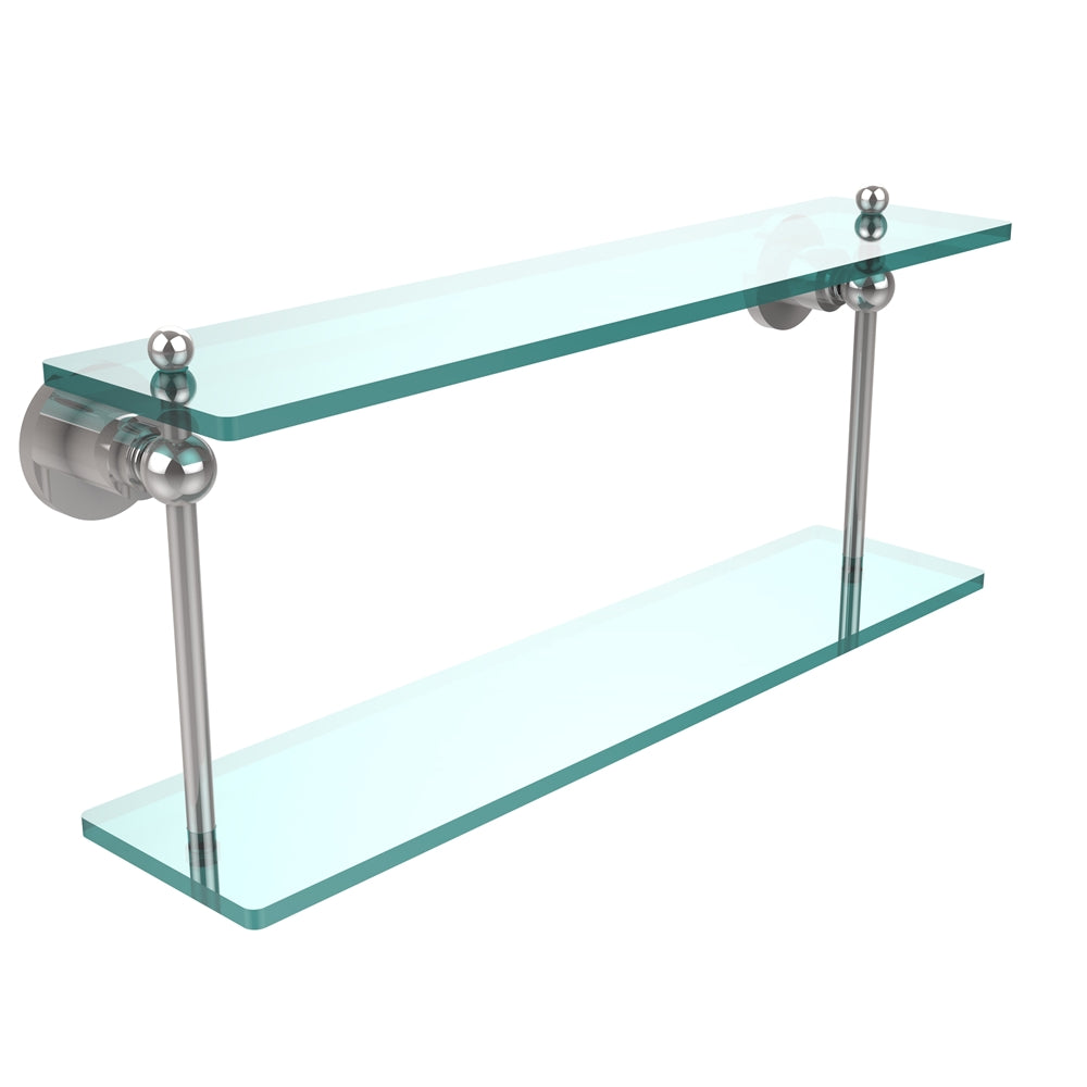 AP-2/22-PC Astor Place Collection 22 Inch Two Tiered Glass Shelf, Polished Chrome