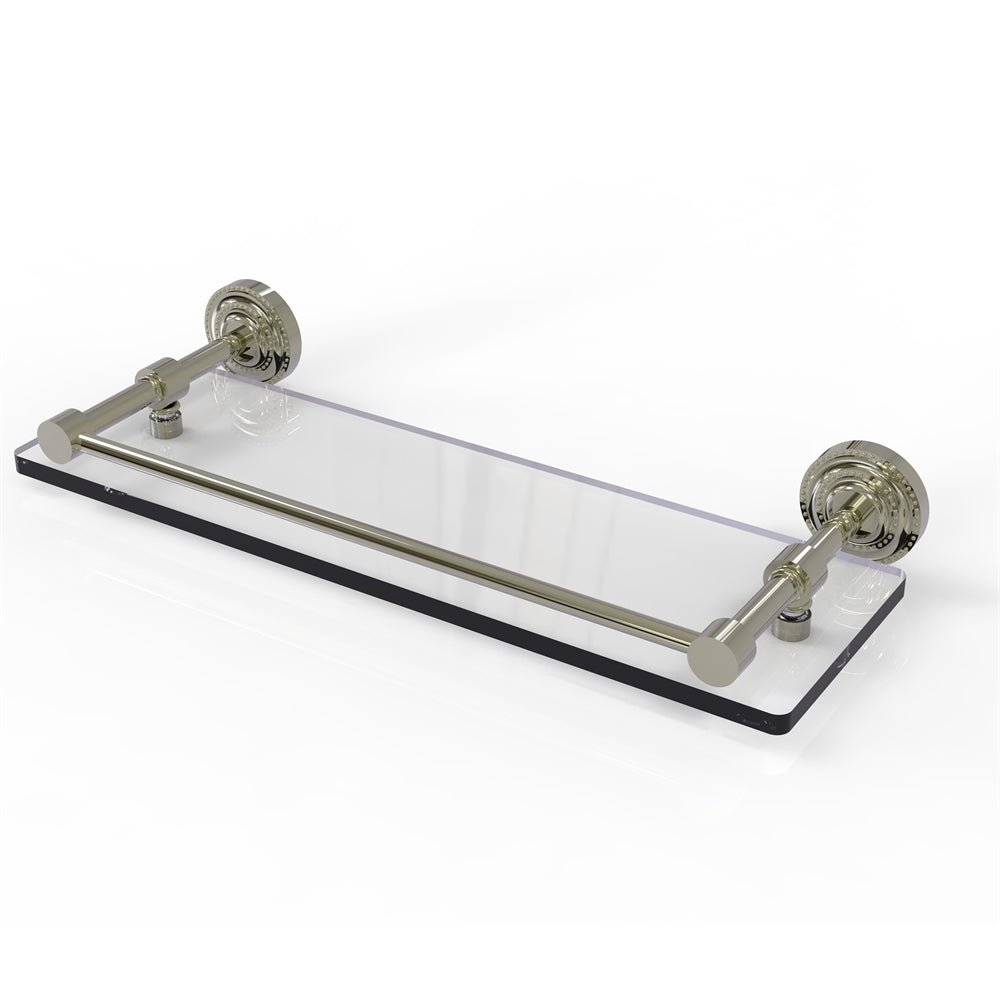 DT-1/16-GAL-PNI Dottingham 16 Inch Glass Shelf with Gallery Rail, Polished Nickel