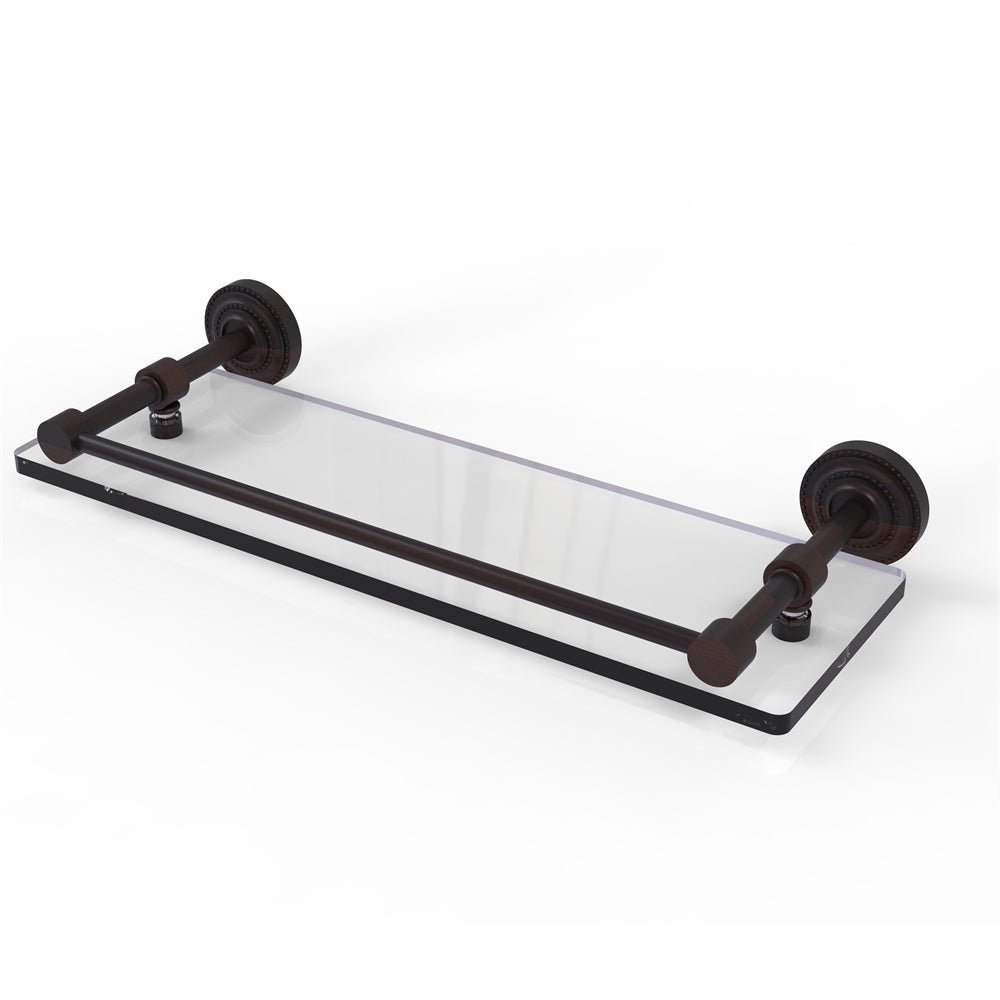 DT-1/16-GAL-VB Dottingham 16 Inch Glass Shelf with Gallery Rail, Venetian Bronze