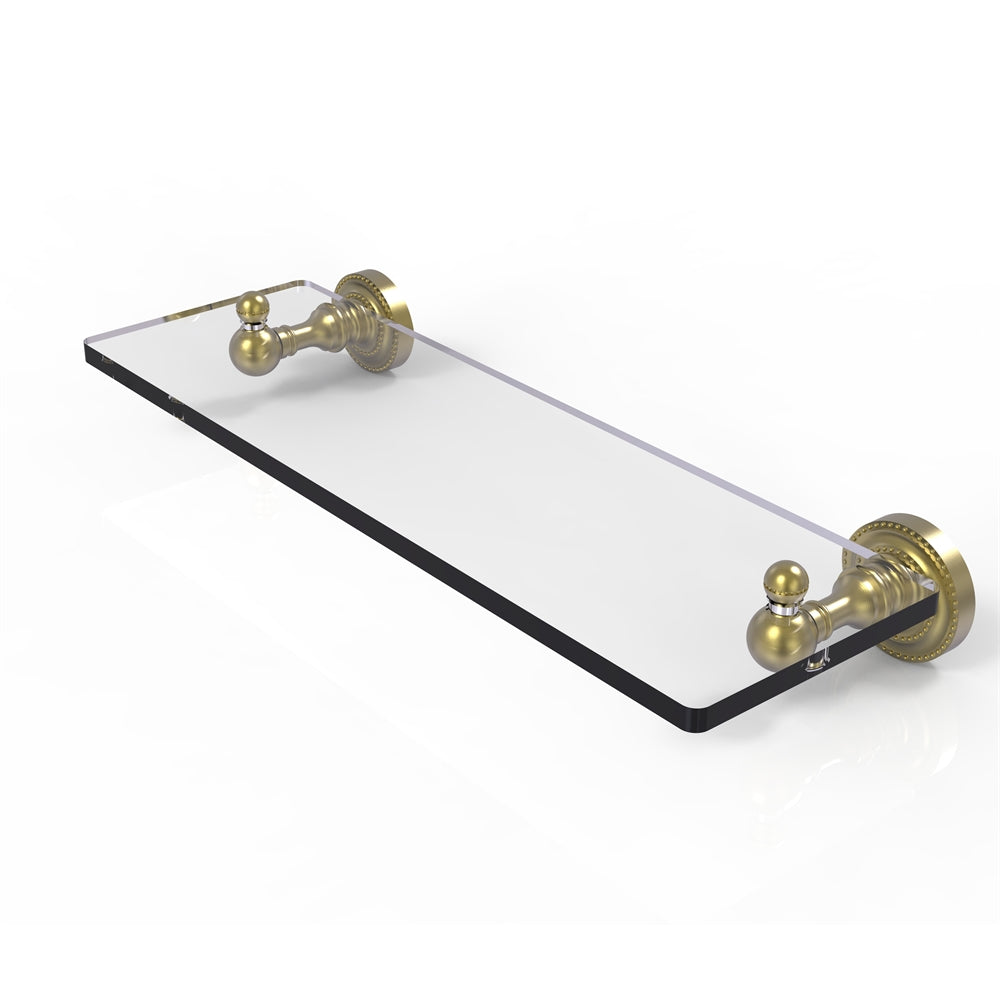 DT-1/16-SBR Dottingham Collection 16 Inch Single Glass Shelf, Satin Brass