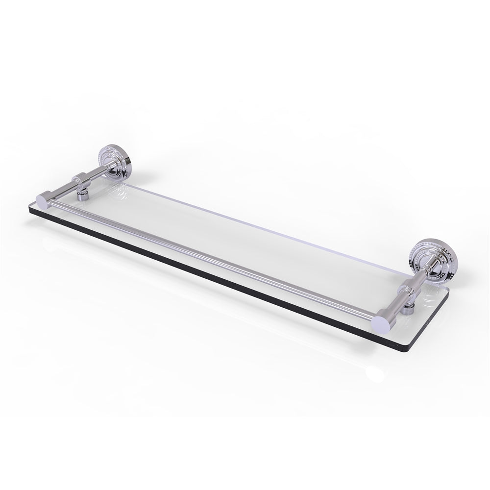 DT-1/22-GAL-PC Dottingham 22 Inch Glass Shelf with Gallery Rail, Polished Chrome