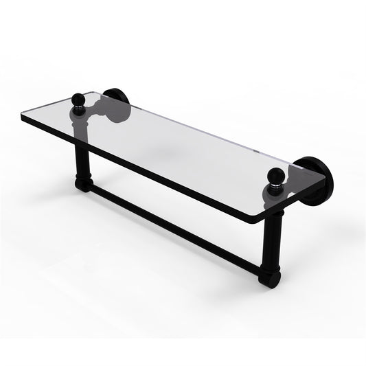 DT-1TB/16-BKM Dottingham 16 Inch Glass Vanity Shelf with Integrated Towel Bar, Matte Black