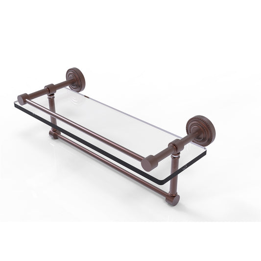 DT-1TB/16-GAL-CA Dottingham 16 Inch Gallery Glass Shelf with Towel Bar, Antique Copper