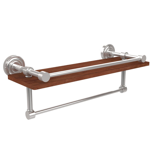 DT-1TB-16-GAL-IRW-PC Dottingham Collection 16 Inch IPE Ironwood Shelf with Gallery Rail and Towel Bar, Polished Chrome