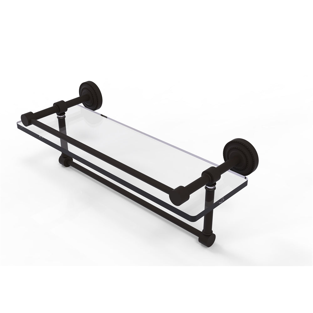 DT-1TB/16-GAL-ORB Dottingham 16 Inch Gallery Glass Shelf with Towel Bar, Oil Rubbed Bronze