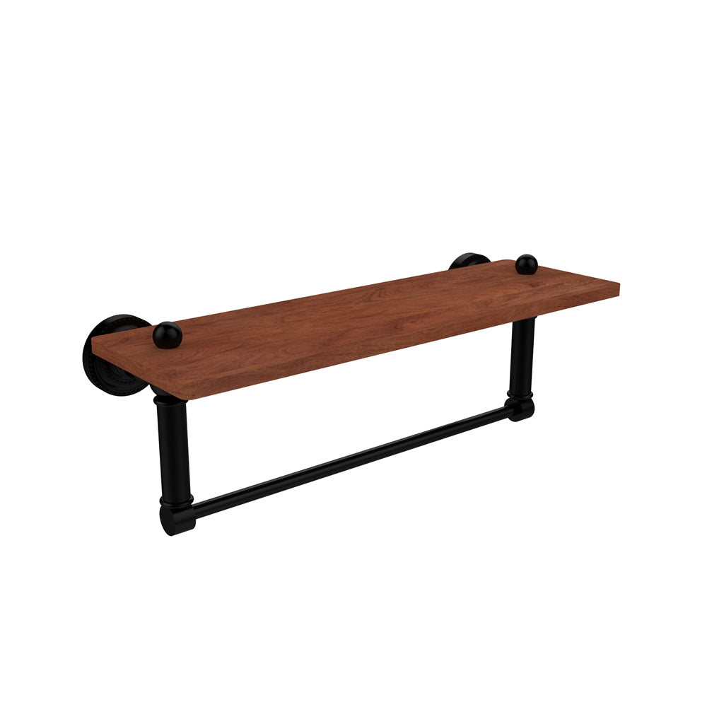 DT-1TB-16-IRW-BKM Dottingham Collection 16 Inch Solid IPE Ironwood Shelf with Integrated Towel Bar, Matte Black