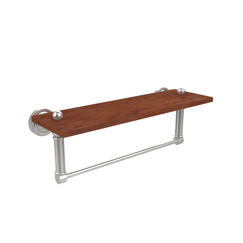 DT-1TB-16-IRW-SCH Dottingham Collection 16 Inch Solid IPE Ironwood Shelf with Integrated Towel Bar, Satin Chrome