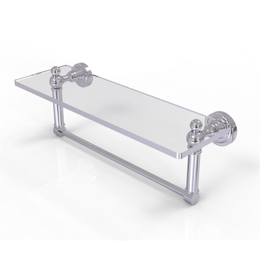 DT-1TB/16-PC Dottingham 16 Inch Glass Vanity Shelf with Integrated Towel Bar, Polished Chrome