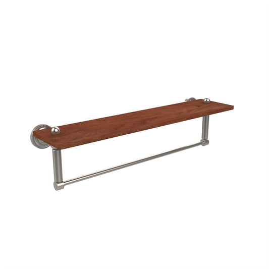 DT-1TB-22-IRW-SN Dottingham Collection 22 Inch Solid IPE Ironwood Shelf with Integrated Towel Bar, Satin Nickel