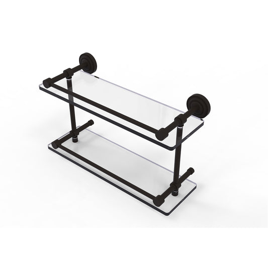 DT-2/16-GAL-ORB Dottingham 16 Inch Double Glass Shelf with Gallery Rail, Oil Rubbed Bronze