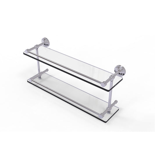 DT-2/22-GAL-PC Dottingham 22 Inch Double Glass Shelf with Gallery Rail, Polished Chrome