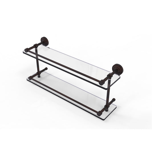 DT-2/22-GAL-VB Dottingham 22 Inch Double Glass Shelf with Gallery Rail, Venetian Bronze