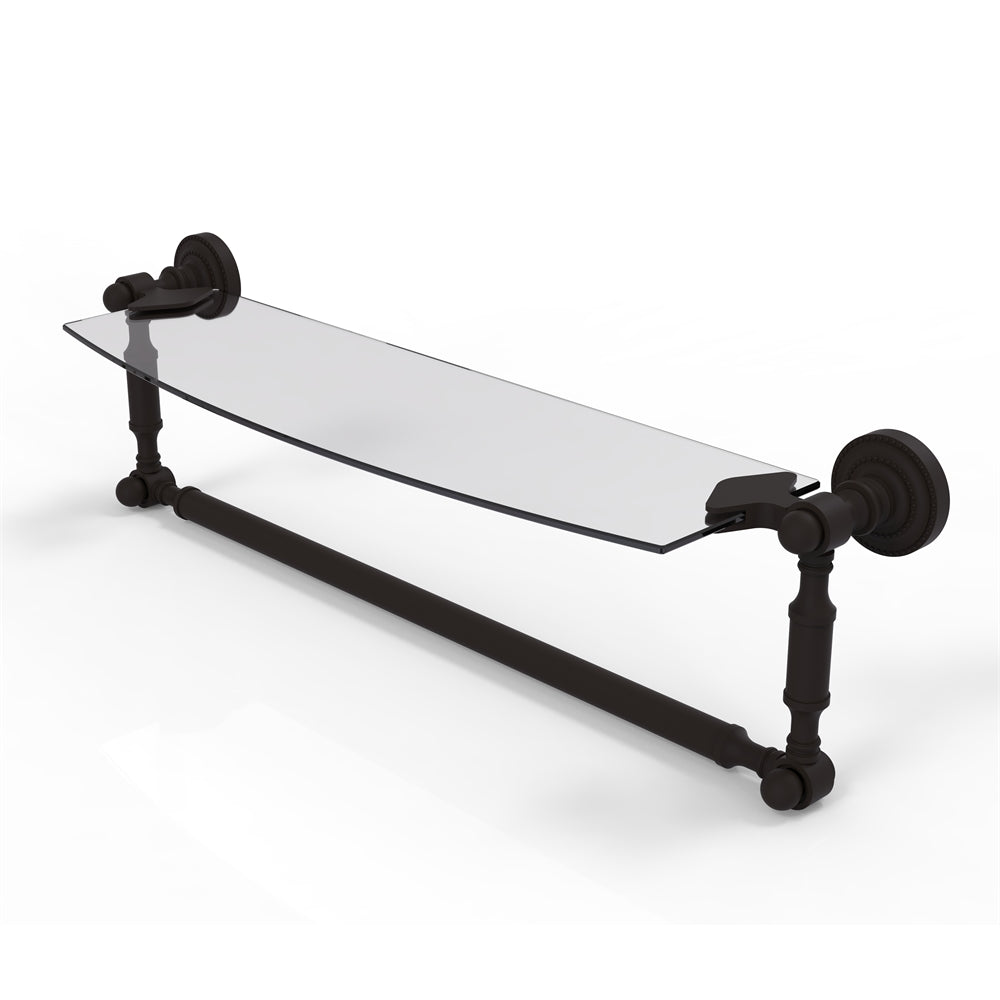 DT-33TB/18-ORB Dottingham 18 Inch Glass Vanity Shelf with Integrated Towel Bar, Oil Rubbed Bronze