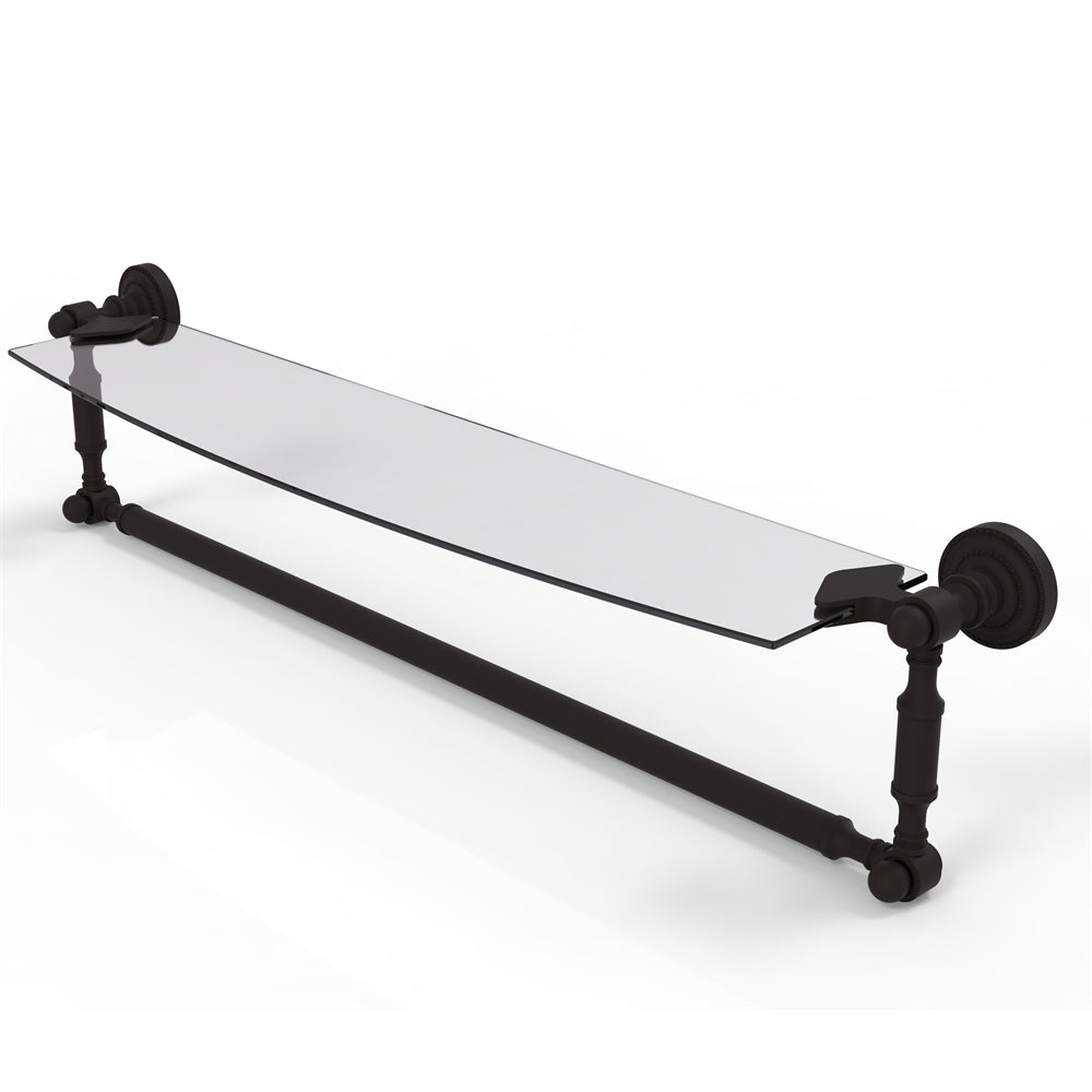 DT-33TB/24-ORB Dottingham 24 Inch Glass Vanity Shelf with Integrated Towel Bar, Oil Rubbed Bronze