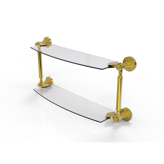 DT-34/24-PB Dottingham Collection 24 Inch Two Tiered Glass Shelf, Polished Brass