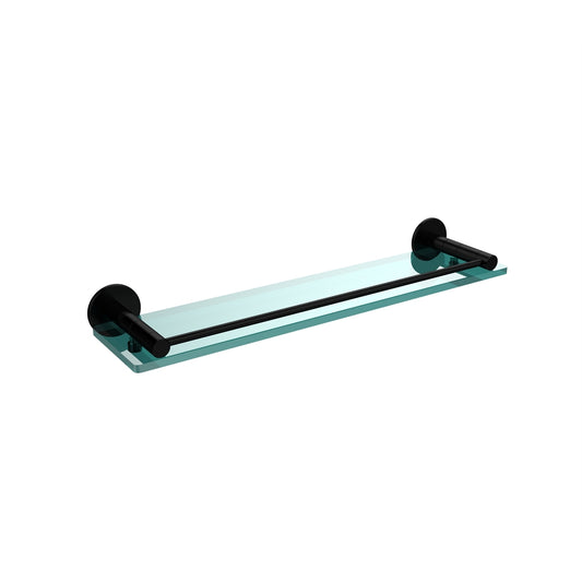 FR-1/22G-BKM Fresno Collection 22 Inch Glass Shelf with Vanity Rail, Matte Black