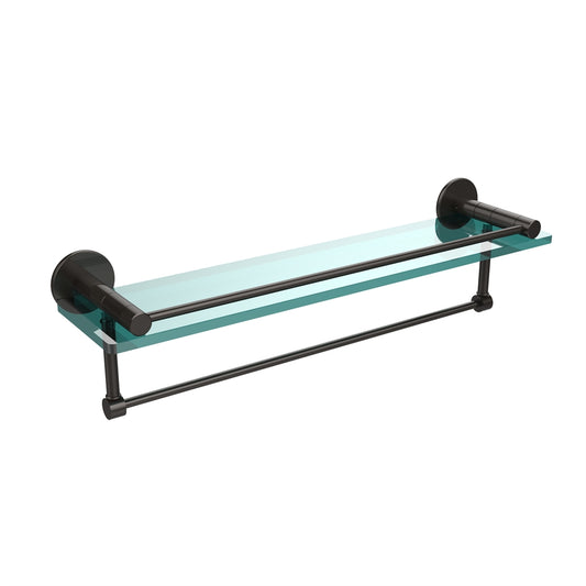 FR-1/22GTB-ORB Fresno Collection 22 Inch Glass Shelf with Vanity Rail and Integrated Towel Bar, Oil Rubbed Bronze