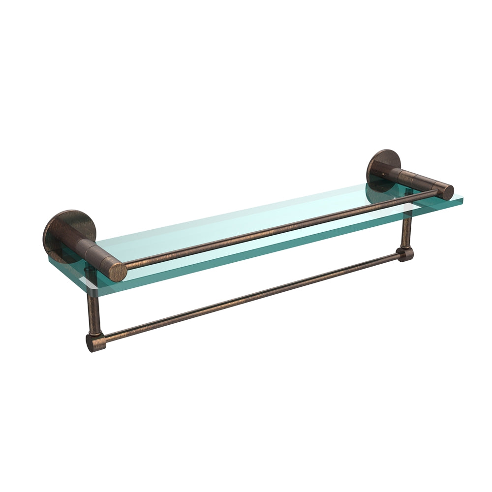 FR-1/22GTB-VB Fresno Collection 22 Inch Glass Shelf with Vanity Rail and Integrated Towel Bar, Venetian Bronze