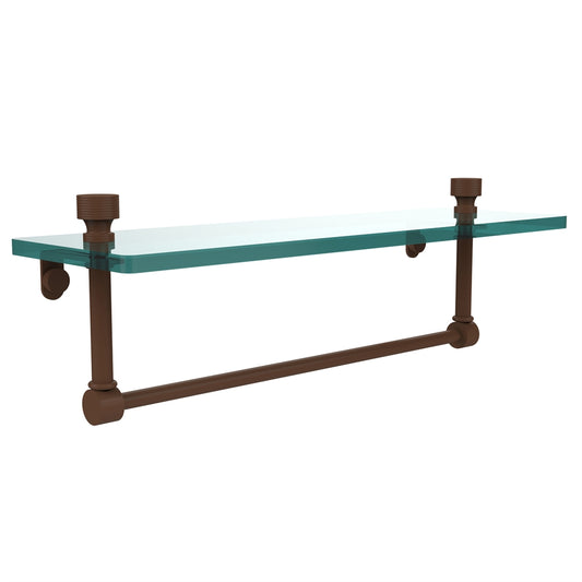 FT-1/16TB-ABZ Foxtrot 16 Inch Glass Vanity Shelf with Integrated Towel Bar, Antique Bronze