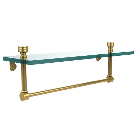 FT-1/16TB-PB Foxtrot 16 Inch Glass Vanity Shelf with Integrated Towel Bar, Polished Brass