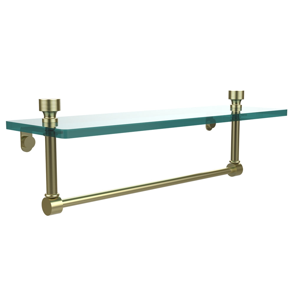 FT-1/16TB-SBR Foxtrot 16 Inch Glass Vanity Shelf with Integrated Towel Bar, Satin Brass