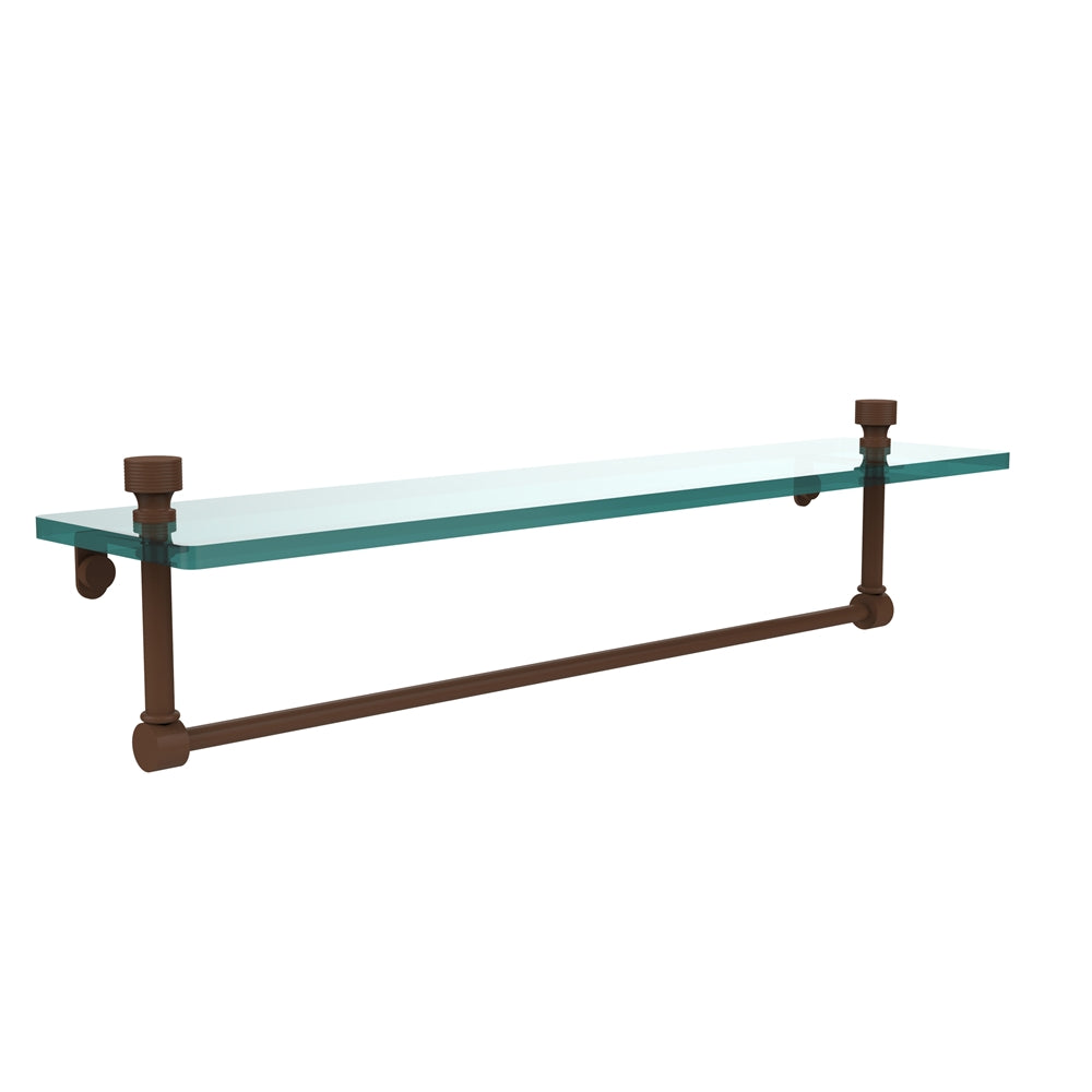 FT-1/22TB-ABZ Foxtrot 22 Inch Glass Vanity Shelf with Integrated Towel Bar, Antique Bronze