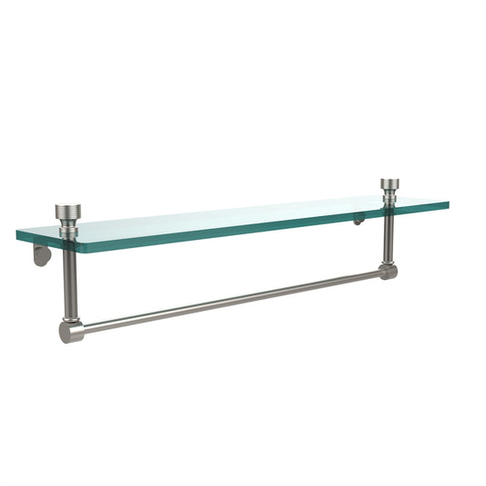 FT-1/22TB-SN Foxtrot 22 Inch Glass Vanity Shelf with Integrated Towel Bar, Satin Nickel